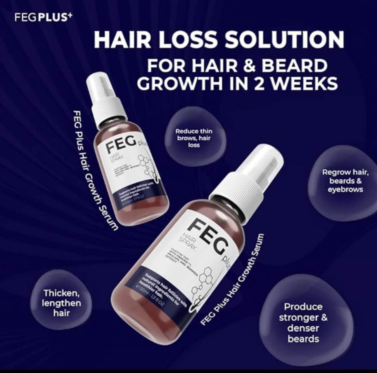feg plus hair growth serum & spray – 50ml advanced formula for men & women, stronger, thicker hair feg plus hair growth serum & spray – 50ml advanced formula for men & women, stronger, thicker hair