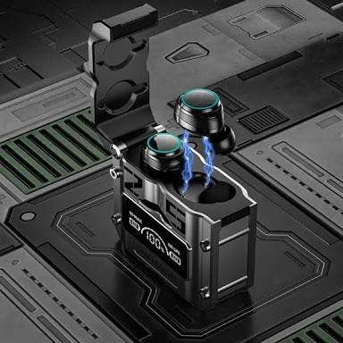 m25 gaming wireless earbuds tws bluetooth 5.3 headphones, magnetic hatch cover, 100% led display, low latency stereo sound, built in mic m25 gaming wireless earbuds tws bluetooth 5.3 headphones, magnetic hatch cover, 100% led display, low latency stereo sound, built in mic